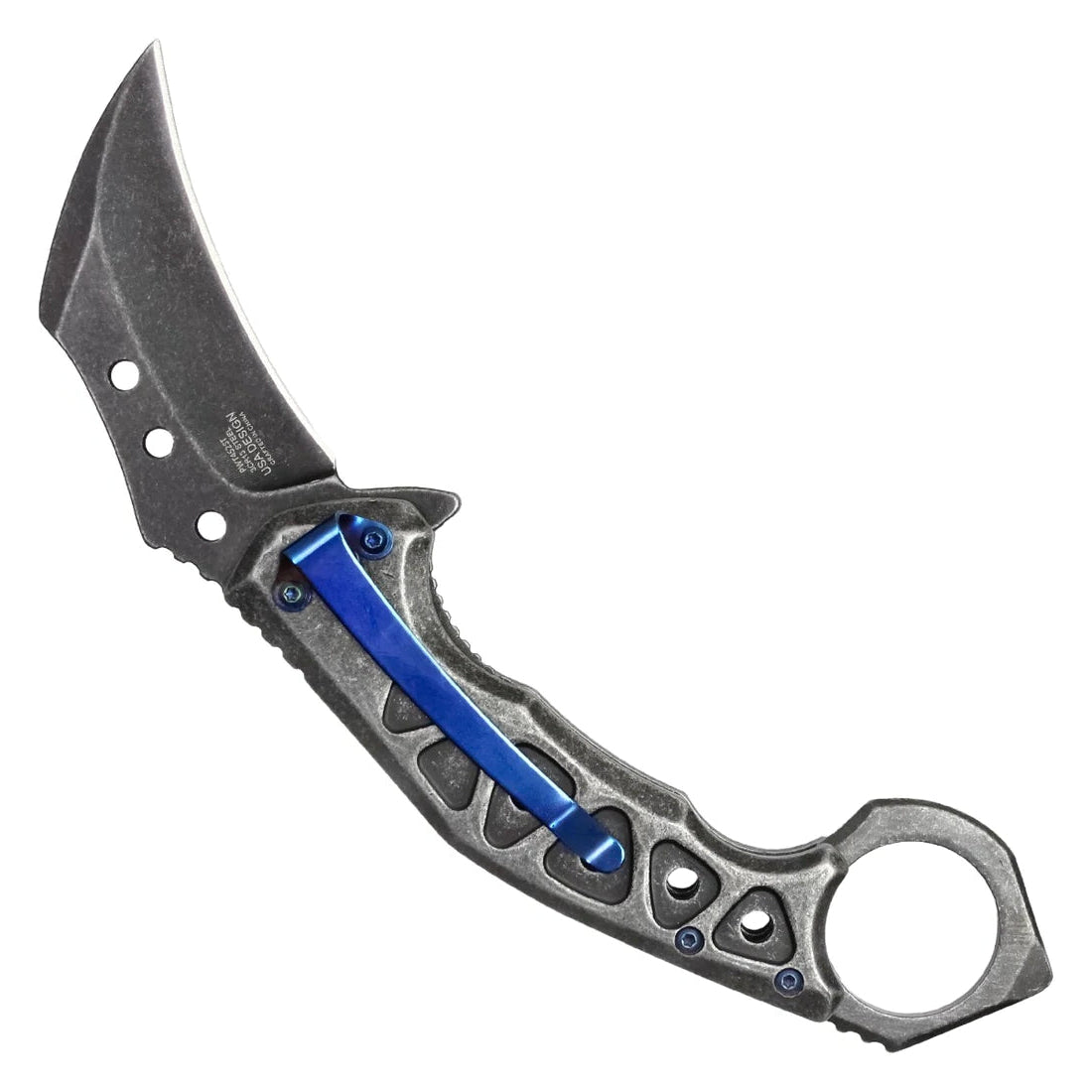 7.5" WRTTECH Stonewashed Steel Pocket Karambit - PWT452ST