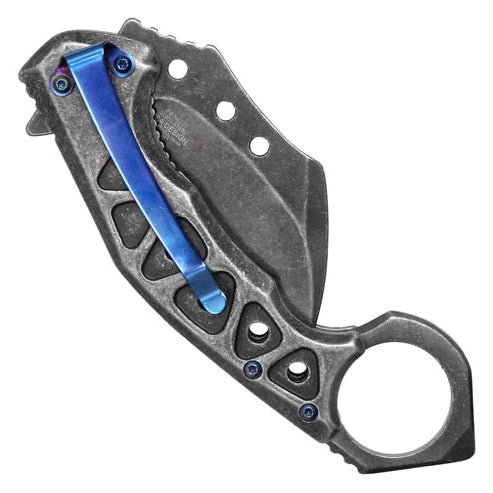 7.5" WRTTECH Stonewashed Steel Pocket Karambit - PWT452ST