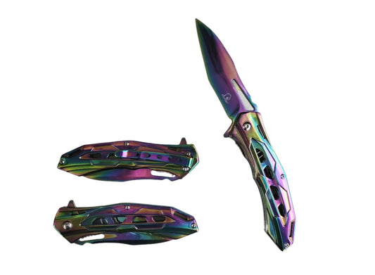 8" Overall Semi-Automatic Rainbow Spring Assisted Knife - KS3626RB