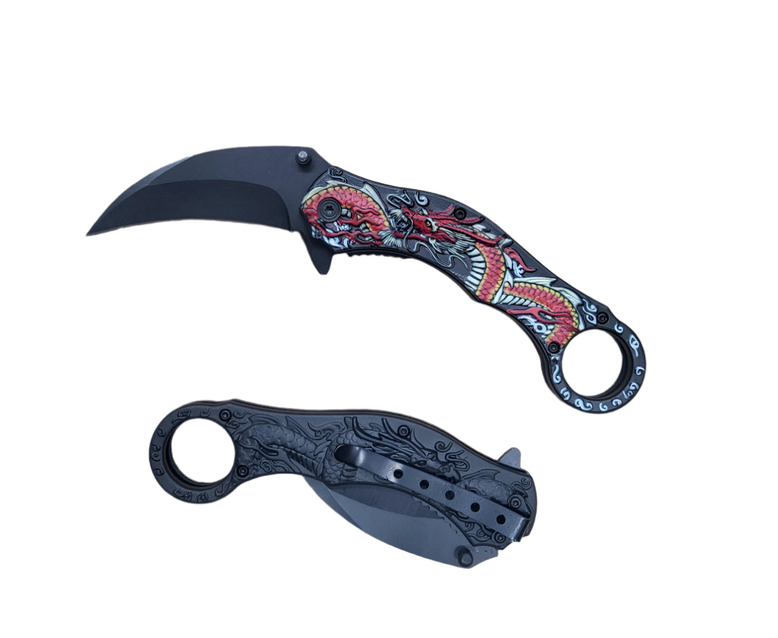 7 3/4" Red Dragon Karambit Knife - KS1703RD