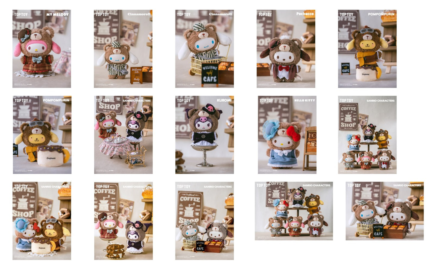 TOP TOY! Hello Kitty & Friends Afternoon Tea Vinyl Plush Series - Blind Box Asst (6 pcs full Set) - 2303215510103