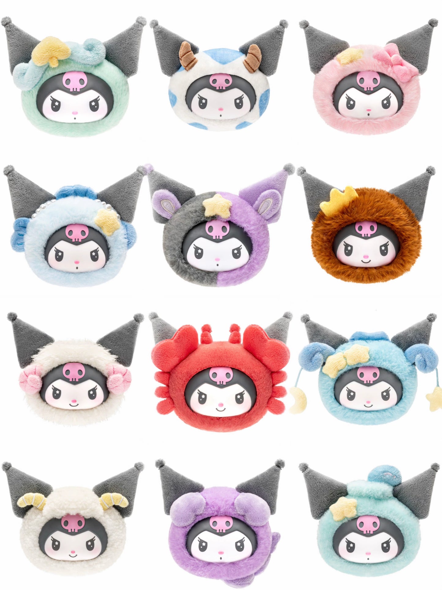 TOP TOY! Kuromi Zodiac Vinyl Plush Pendant Series - Blind Box Asst (12 pcs full Set) - 2303901210102