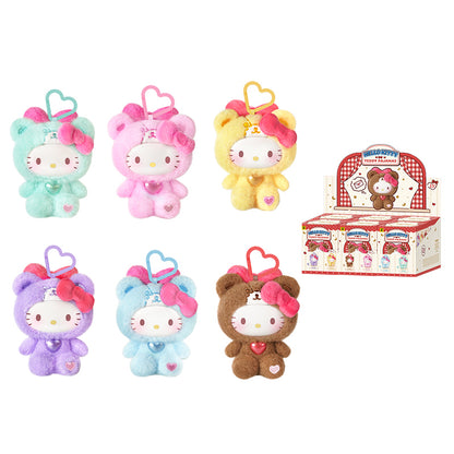 TOP TOY! Hello Kitty Teddy Pajamas Series Vinyl Plush Pendant - Blind Box Asst (6 pcs full Set) - 2303950010104