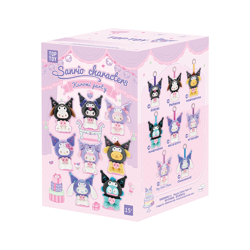 TOP TOY! Sanrio Characters Kuromi Party Vinly Plush Pendant Series - Blind Box Asst (8 pcs full Set) - 2304177110103