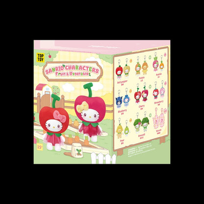 TOP TOY! Sanrio Characters Fruit & Vegetables Mini Plush Charm Series (2 plush) - Blind Box Asst (8 pcs full Set) - 2304340110107