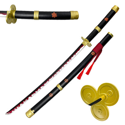 Metal 40" Fantasy Anime Samurai Sword - Black, Red, and Gold- CHF3011BK