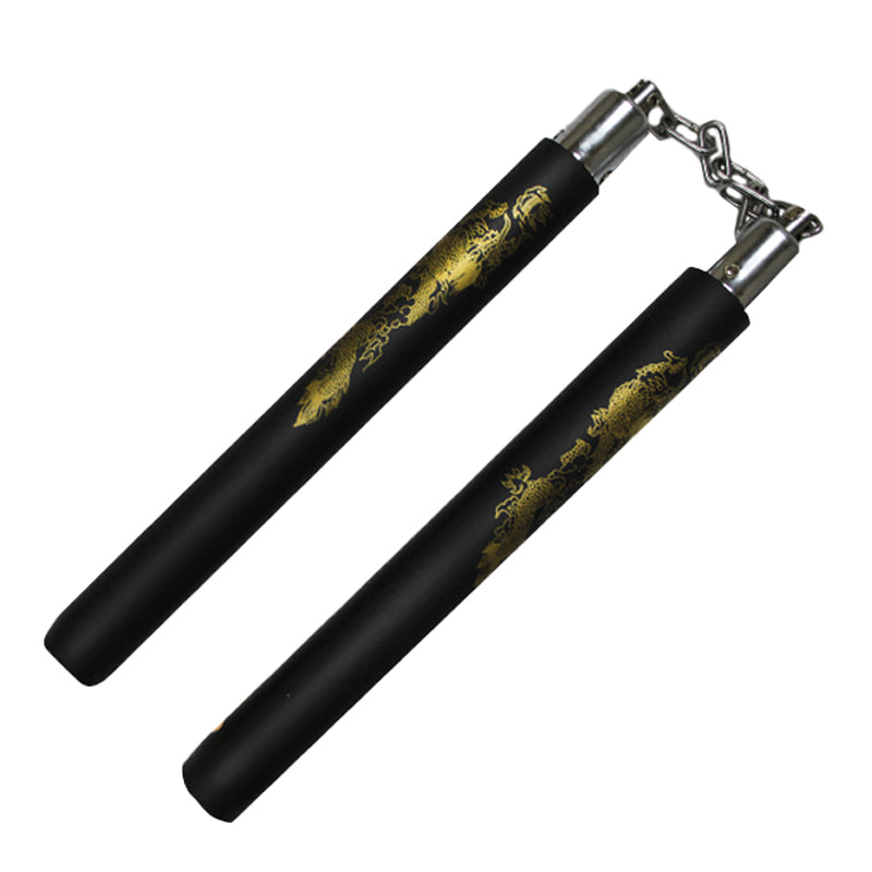 12" Black Dragon Foam Nunchucks w/ Metal Chain - FNC232BK