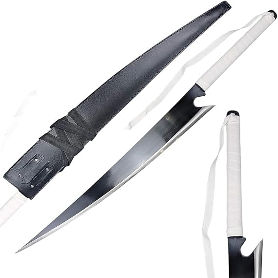 Metal 42" Slaying Moon White Katana With Extra Wide Two Toned Blade - FS06