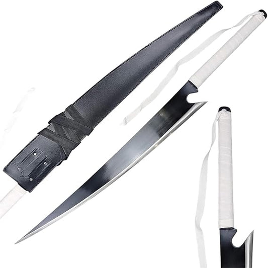 Metal 42" Slaying Moon White Katana With Extra Wide Two Toned Blade - FS06