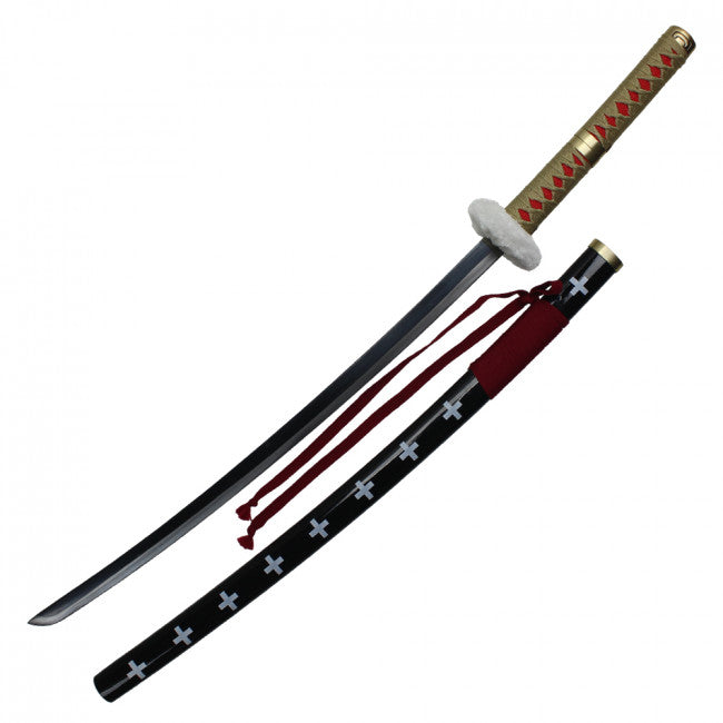 Metal 40-1/2" White feather tsuba samurai sword- T633605 (FS138)