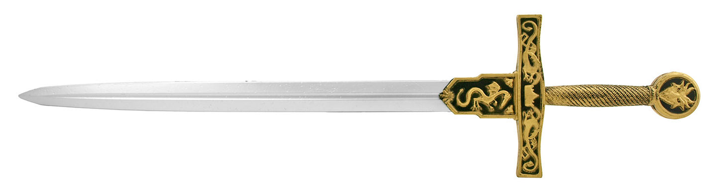 Foam 39" Fantasy Gold Excalibur Dragon Sword Metallic Chrome Finish LARP - FYC2206