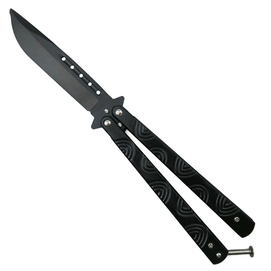 9" Crop Circles Black Training Butterfly Knife - KA1043BK