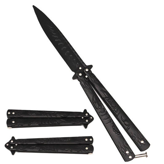 9.5" Black Scorpion Training Butterfly Knife - KA6767BK