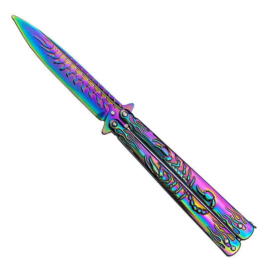 9.5" Rainbow Scorpion Training Butterfly Knife - KA6767RB