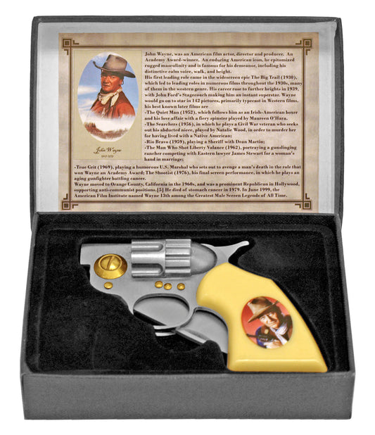 3 1/8" John Wayne Photo on Handle Gun Style Folding Knife - KB309JW-3