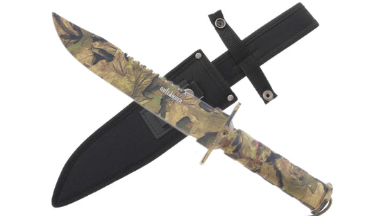 Outlander 9" Brown Camo Blade Hunting Knife - KC8226CM