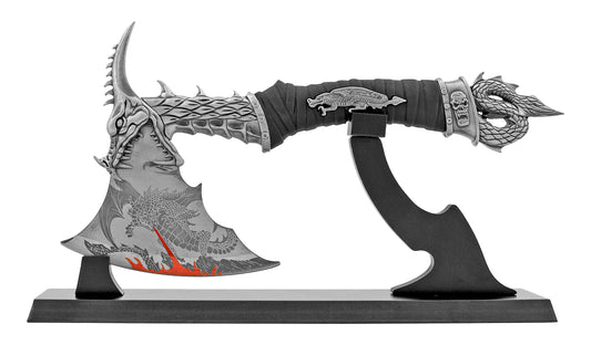 14" Stainless Steel Fire Dragon Axe with stand - KM9007