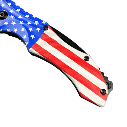 Falcon 8" Overall Spring Assisted Knife US Flag - KS0647UF