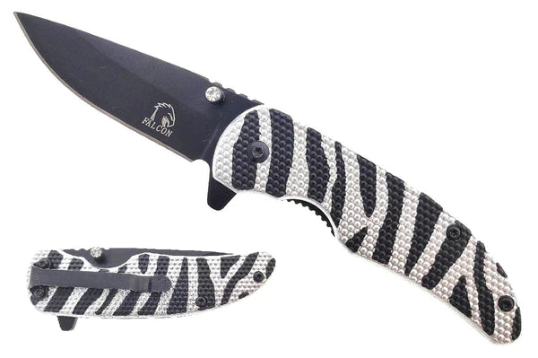 Falcon 7" Spring Assisted Knife Zebra handle - KS1002SZB