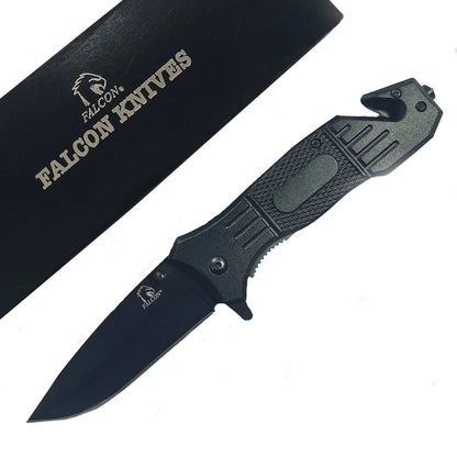 Falcon 7 3/4" Spring Assisted Knife with Geometric Pattern ABS Handle - KS1021