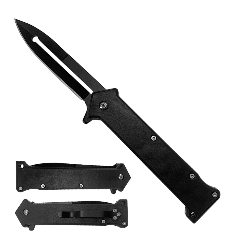 8" Black spring assisted knife - KS1024BK