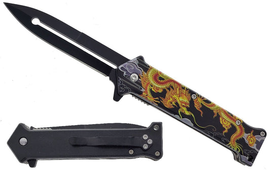 8" Fire Dragon Spring assisted knife - KS1024DG-2