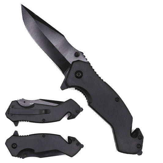 8" Black Coated Blade Spring Assisted Knife - KS1031BK