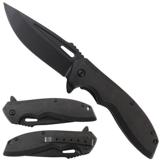 4.5" Spring assisted knife with black Color plastic handle -KS1103BK