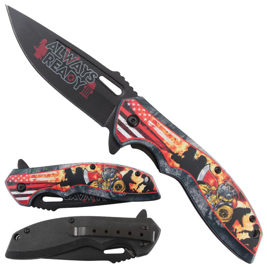 4.5" Spring assisted knife plastic handle with 3D print -KS1103FF