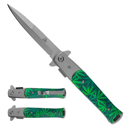 Falcon 8 3/4" Marijuana leaf Print Folding Knife - KS1107SMA