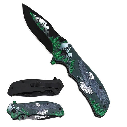 9" Gray Eagle Mountains Spring Assisted Pocket Knife - KS1181GY