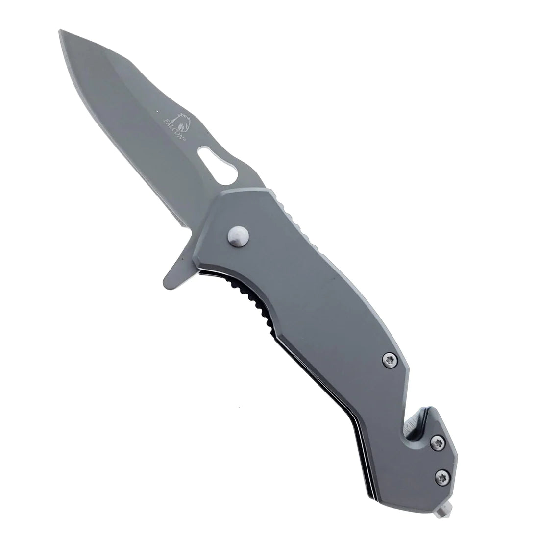 Falcon 6.25" Overall Length Gray Spring Assisted Knife w/ Belt Clip - KS1379GY