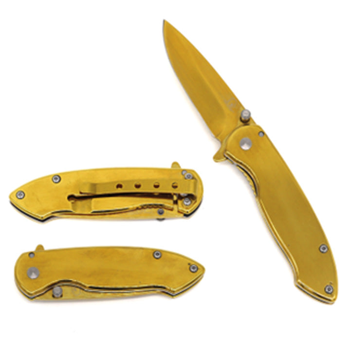 7 1/2" Gold Blade Spring Assisted Knife - KS1380GD