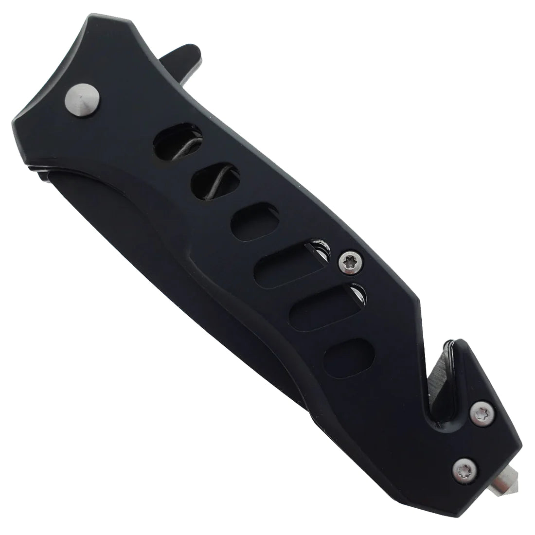 Falcon 6.5" Overall Spring Assisted Knife W/Seat Belt Cutter And Window Breaker Black - KS1471BK