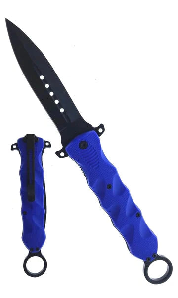 10" Pocket Knife with belt clip, Blue handle - KS1501BL