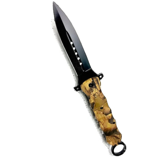 10" Pocket Knife with belt clip, Brown Leaves handle - KS1501LV