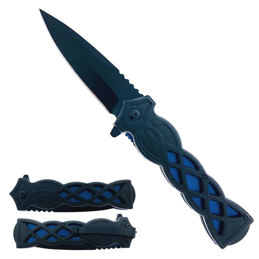 Falcon 8.25" Overall Blue Semi-Automatic Folding Knife - KS1645BL