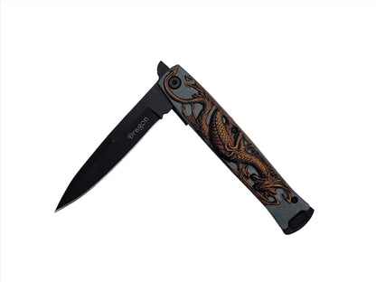 Falcon 8" Overall Spring Assisted Knife W/ Yellow Dragon Handle - KS1673YL