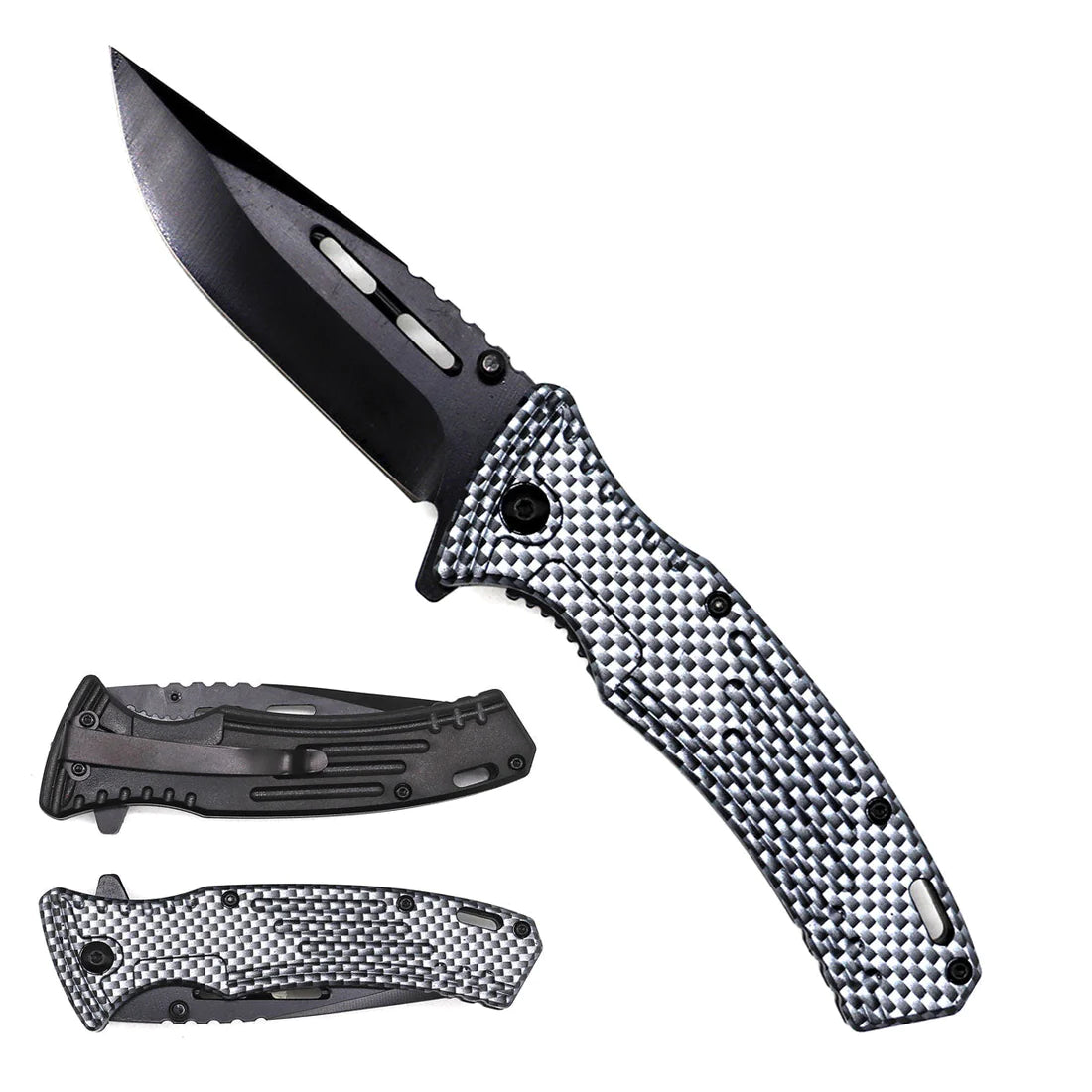 7.75" Overall spring assisted knife Carbon Fiber Handle - KS1972CB