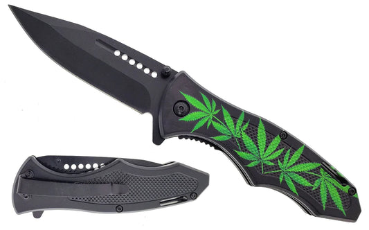 7.75" Overall Marijuana Spring Assisted Knife - KS1973GM