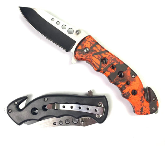 8" Orange Camo Spring Assisted Knife - KS1981OR