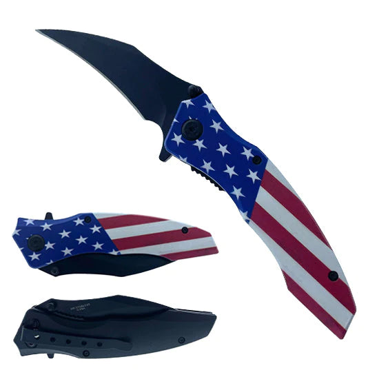 7.75" Spring Assisted Knife US Flag Design - KS1997UF