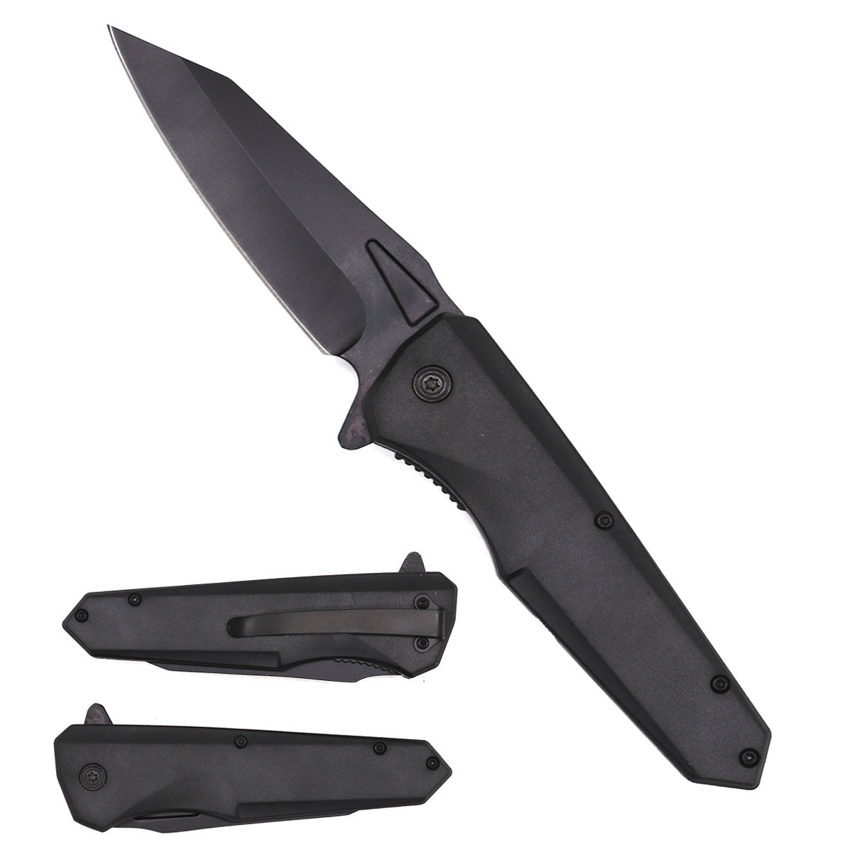 7.75" Spring Assisted Knife Black ABS Handle - KS1998BK