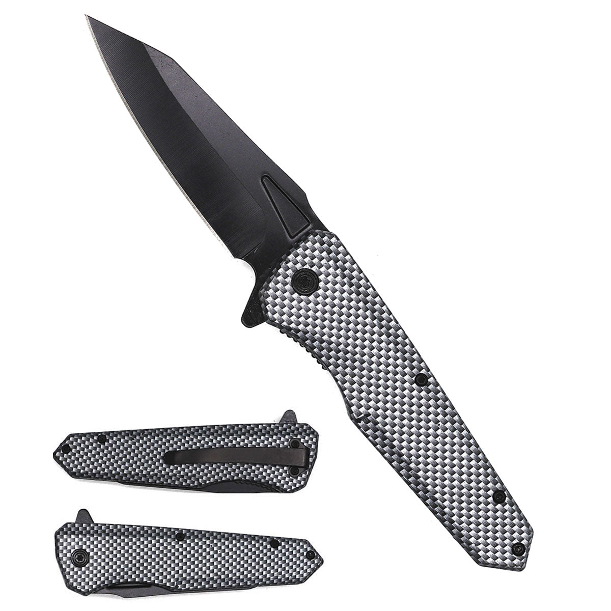 7.75" Spring Assisted Knife Carbon Fiber ABS Handle - KS1998CB