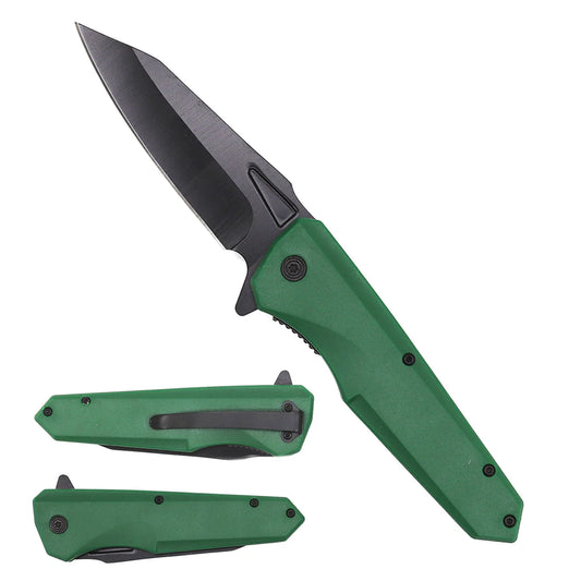 7.75" Spring Assisted Knife Green ABS Handle - KS1998GN