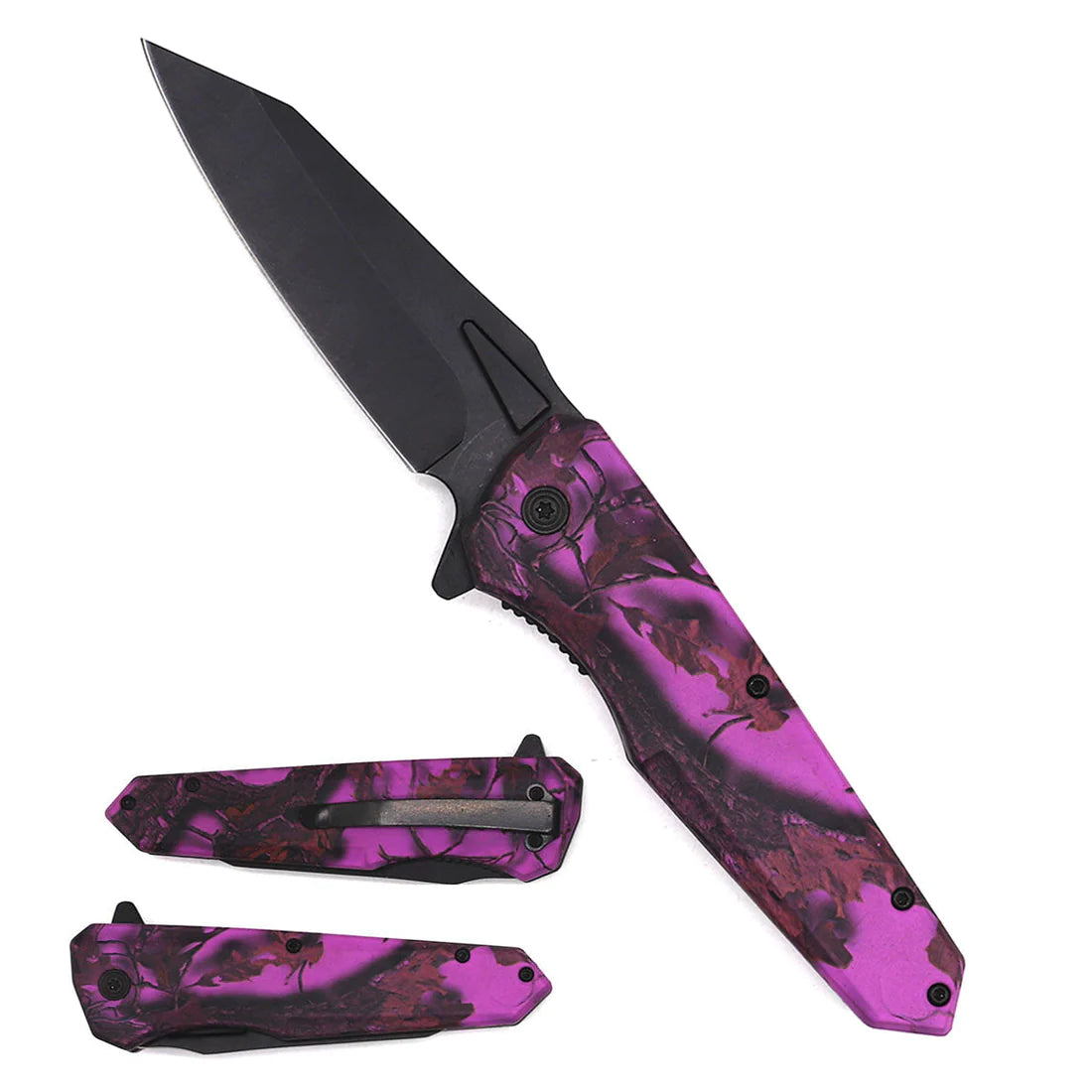 7.75" Spring Assisted Knife Purple ABS Handle - KS1998PK