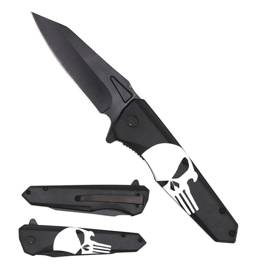 7.75" Spring Assisted Knife Skull ABS Handle - KS1998SK