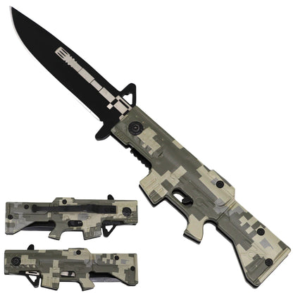 8.25" Green Camo Gun Style Folding Knife – KS2015AR