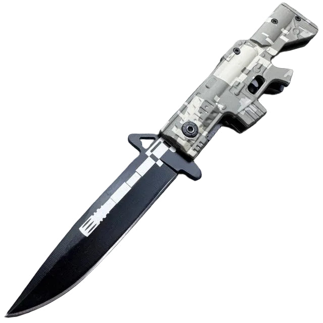 8.25" Green Camo Gun Style Folding Knife – KS2015AR