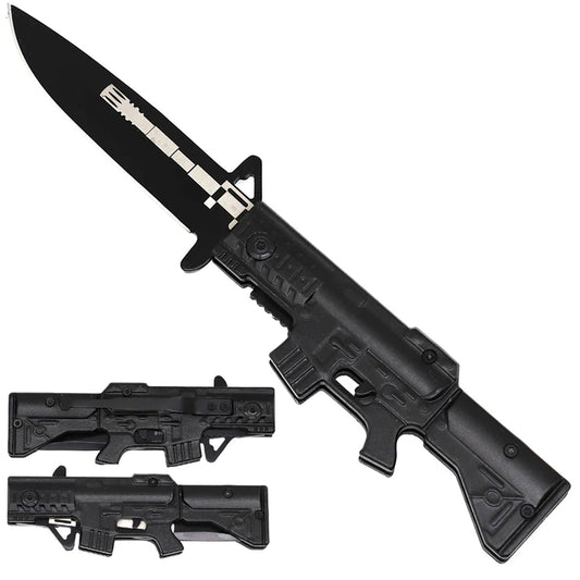 8.25" Black Gun Style Folding Knife – KS2015BK